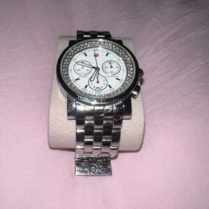 Michele Stainless Steel Diamond Watch